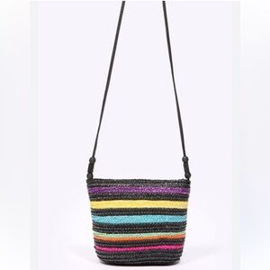 Colorful Striped Straw Crossbody Bag